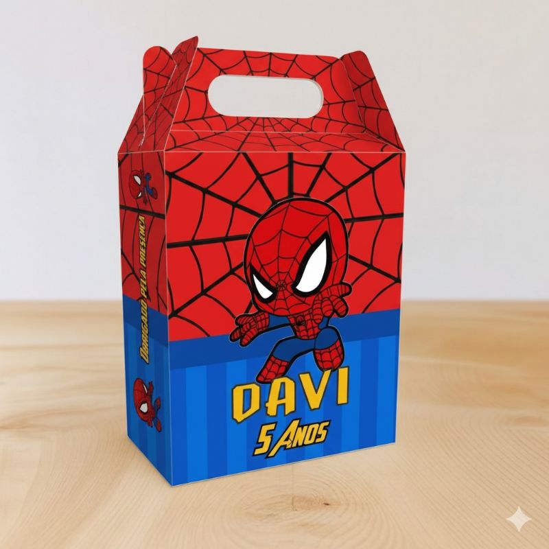 Caixa Maletinha Homem-Aranha Cute Personalizada | Lembrancinha Aniversário Infantil | Caixa Surpresa Festa