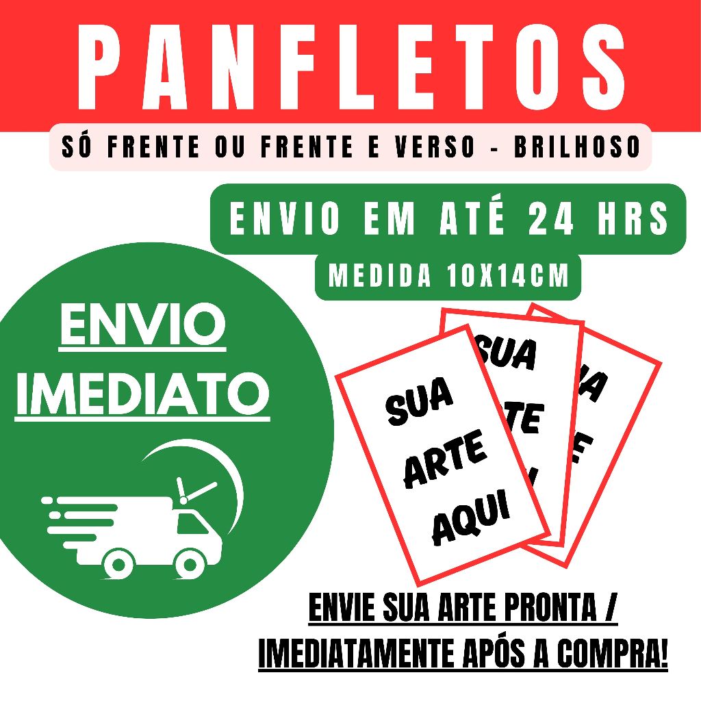 Panfletos 10x14 CM – Impressão só frente ou Frente e Verso | Arte Personalizada | 50 a 200 Unidades - ENVIO IMEDIATO