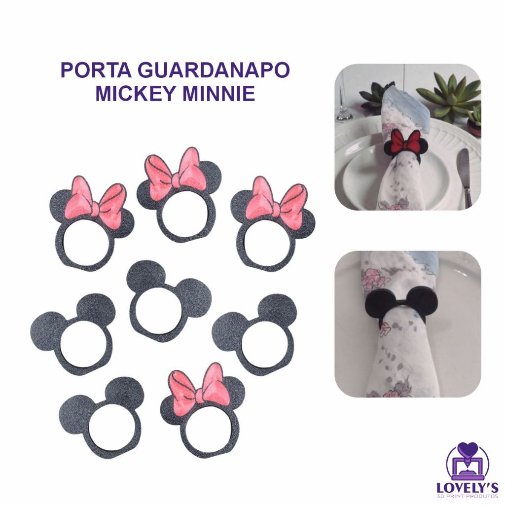 Porta Guardanapo Mickey Mouse Minnie mesa posta Decoração de mesa