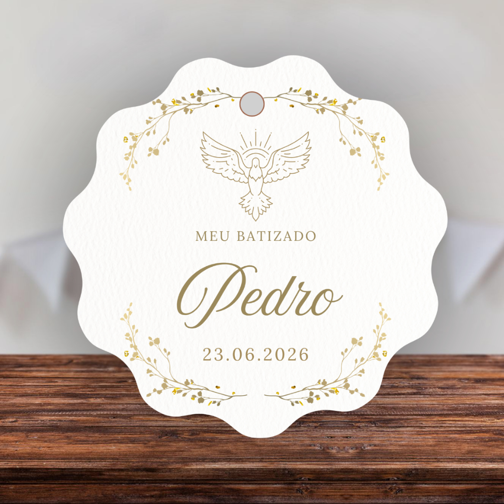 Tag para Batizado PERSONALIZADA NOME E DATA cores neutras e delicadas menino menina com furo 5x5 cm em Oferta na Shopee