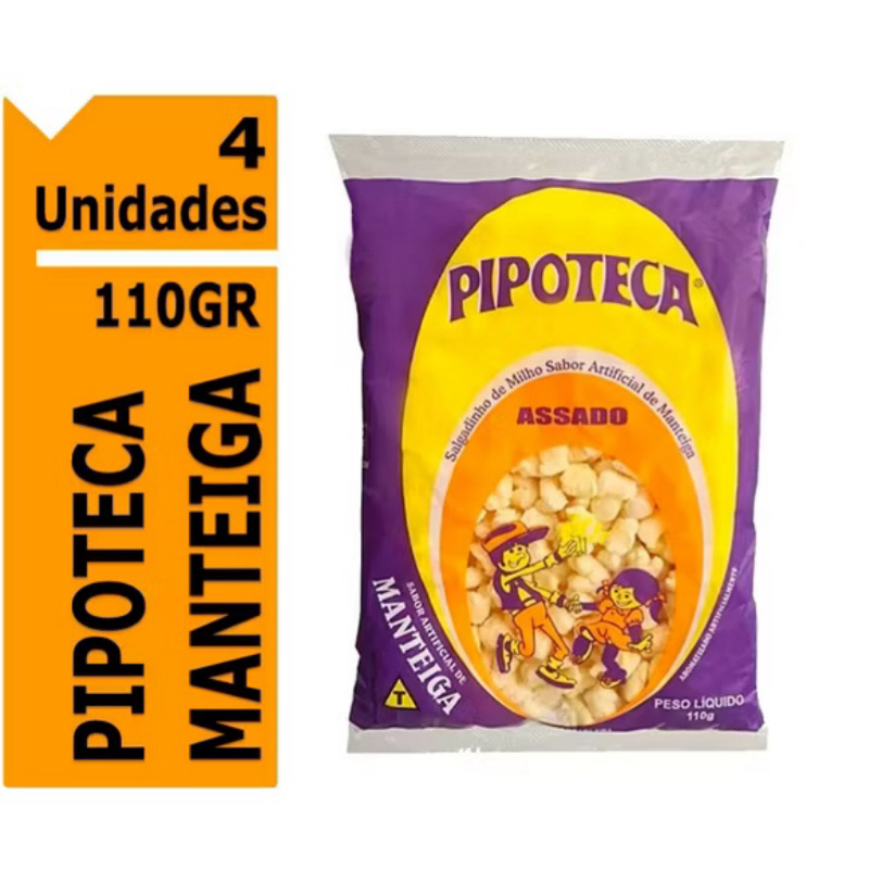 4x Pipoteca Salgandinho de Milho Sabor Manteiga Snack 110Gr