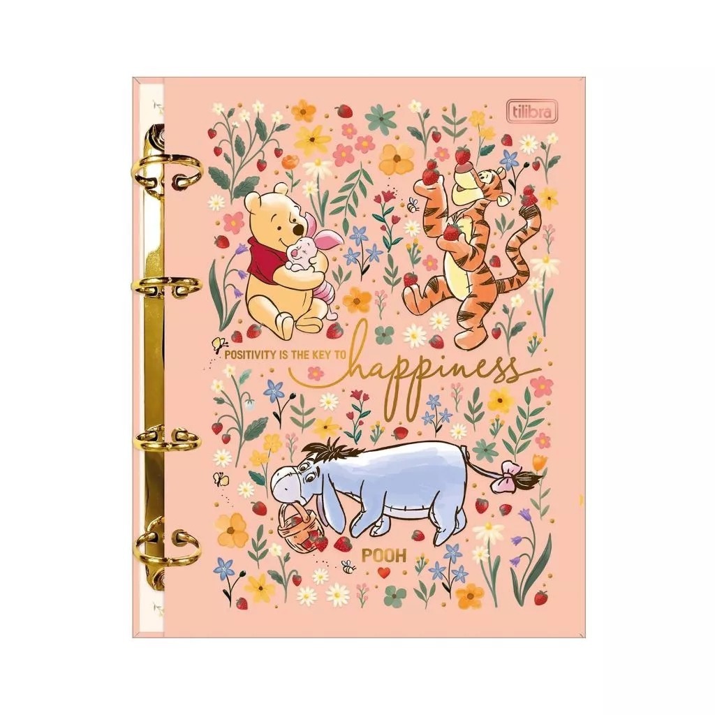 Caderno Colegial Argolado Winnie the Pooh 80 Folhas- Tilibra-351385 em Oferta na Shopee