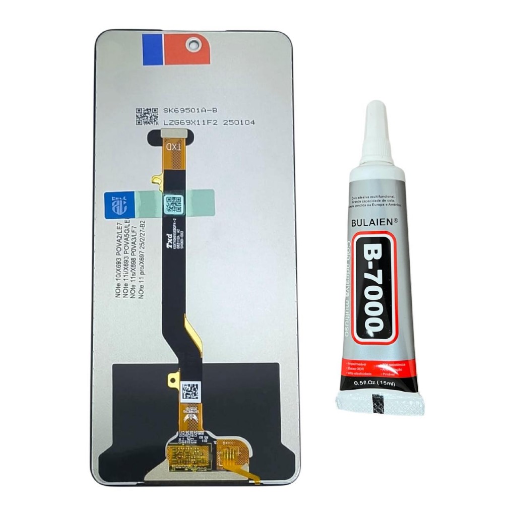 Frontal Tela Display Para Tecno Pova 3 Lf7 Vivid + Cola 15ml em Oferta na Shopee