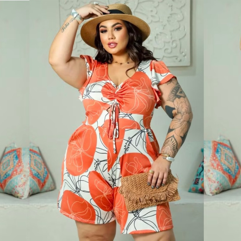 PREÇO ESPECIAL Macaquinho PLUS SIZE alcinha casual dia a dia verão tamanho XXG (46 ao 54) feminino adulto tamanho grande em Oferta na Shopee