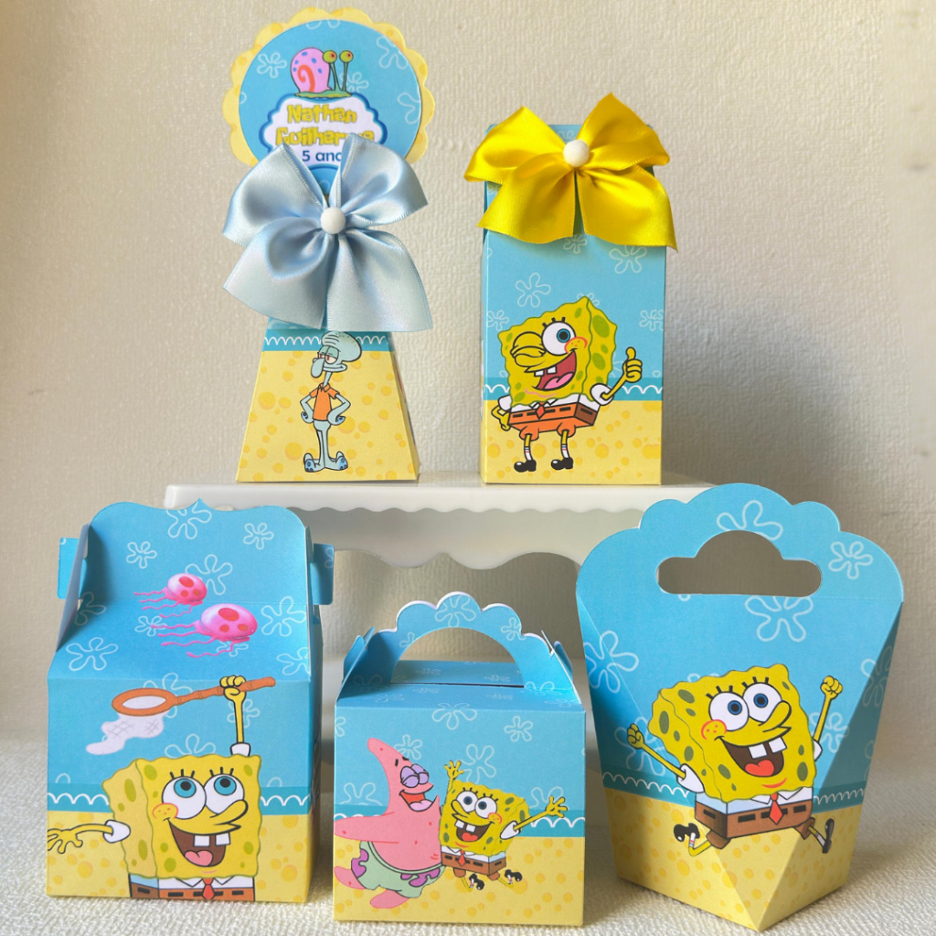 Caixinha Personalizada Bob Esponja | Lembrancinha Festa Infantil - PEGUE E MONTE