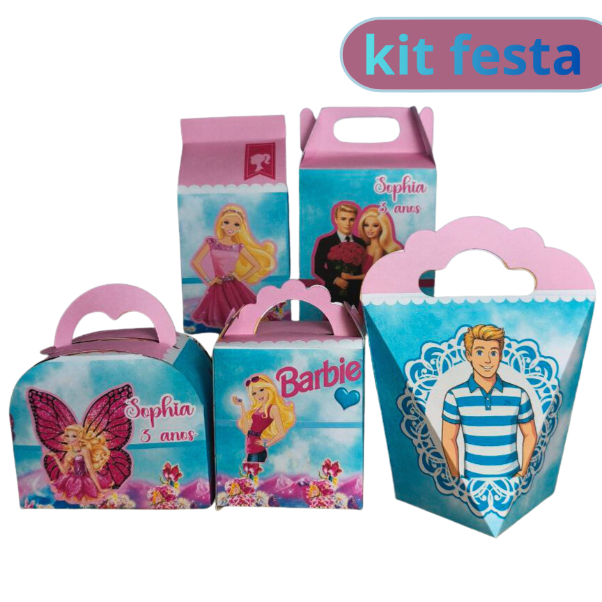 PEGUE E MONTE -  Kit Festa - BARBIE - Lembrancinha Personalizada - Decoração Pegue e Monte - Caixinhas