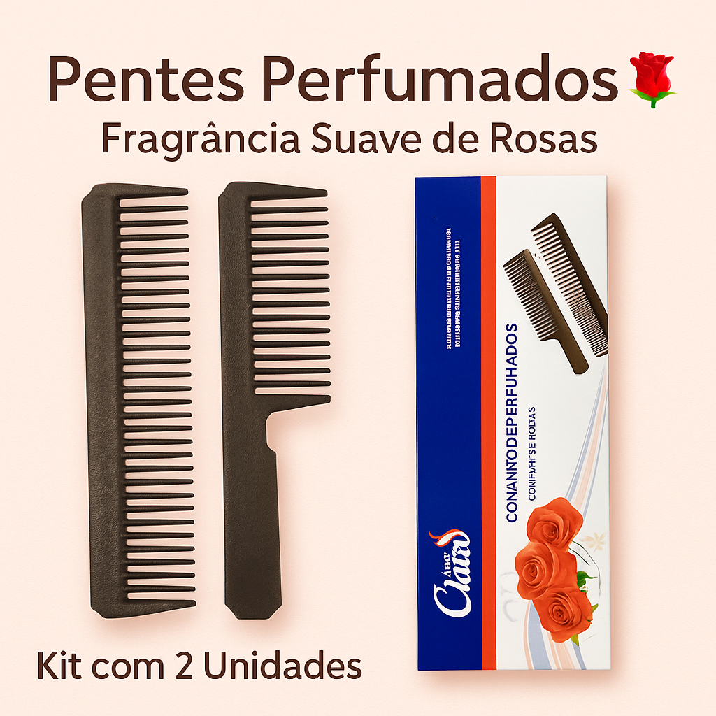 Conjunto de Pentes Perfumados Santa Clara com Fragrância de Rosas | Kit 2 Unidades em Oferta na Shopee