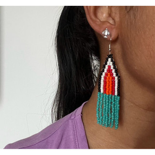 brincos estilo hippie em miçangas de vidro/brincos com franjas/brincos boho chique