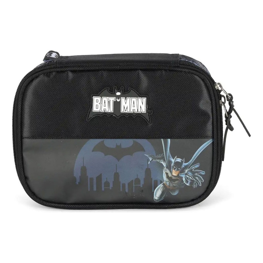 Estojo Box Escolar Menino Grande 100 Pens Porta Lápis Batman Cor Preto