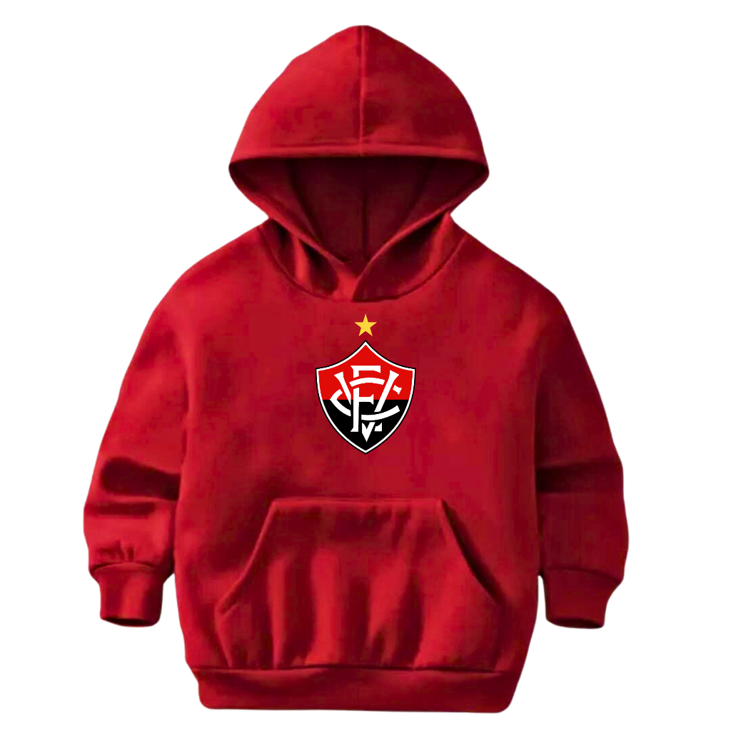 Moletom Infantil Flanelado Canguru Blusa Quentinha Casaco Vitoria Estampado Desenho Leão Time