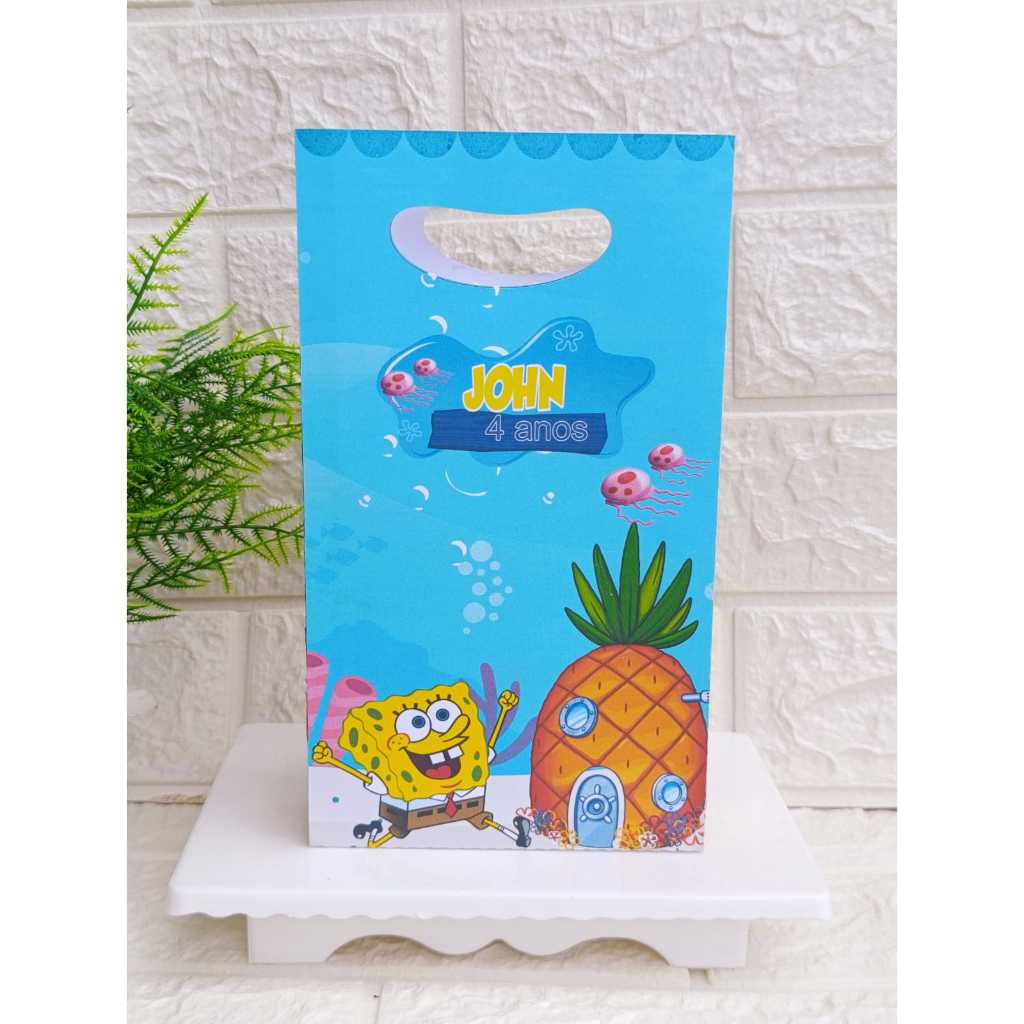 Sacolinha Personalizada BOB ESPONJA PEGUE E MONTE) Sacolinha Surpresa Lembrancinhas festa