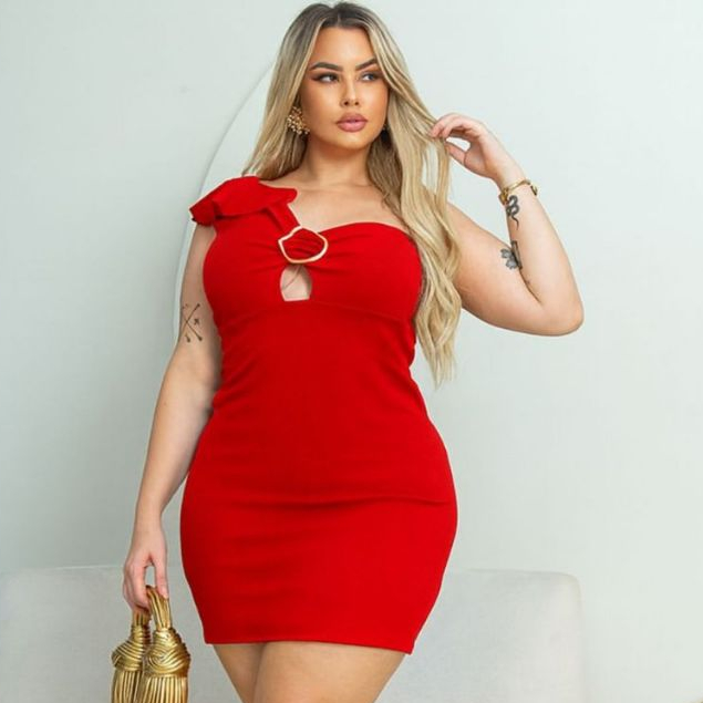 Vestido Plus Size Justo Curto Colado Balada Modelador Vestido Sensual Moda Plus Size