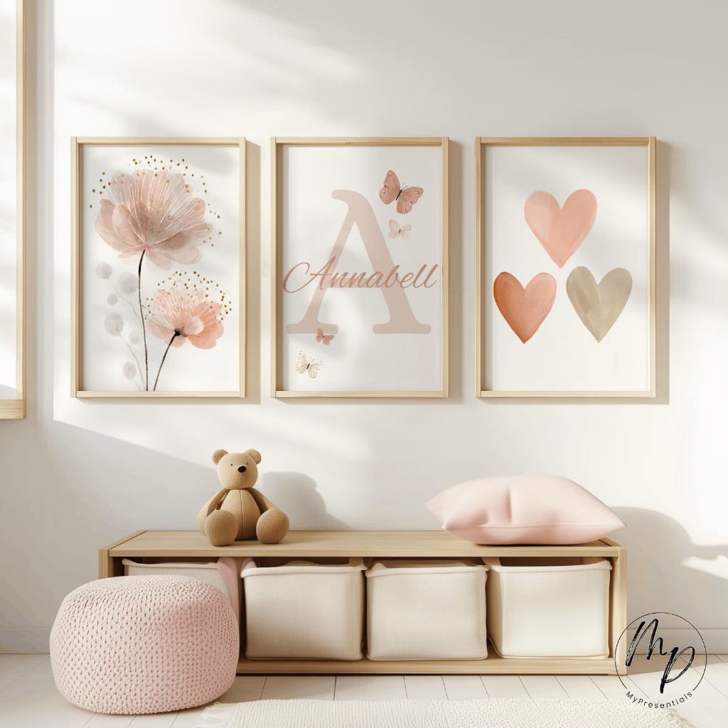 Quadros PERSONALIZADOS COM NOME - Envie no chat | Jardim, Flores, Borboletas | Quarto Bebê Menina – Amores e Loves No2 em Oferta na Shopee