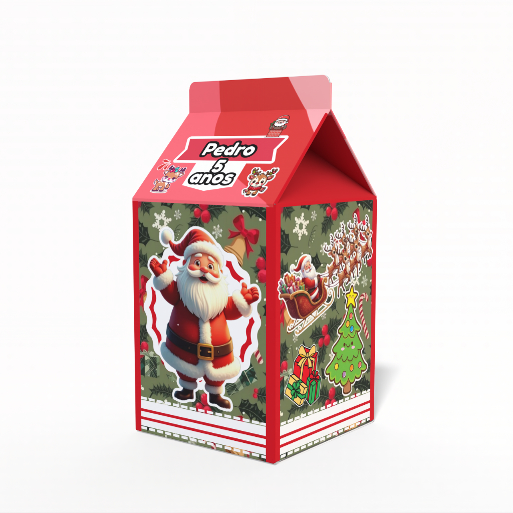 Caixinha Milk Natal - para Festa Personalizada - Lembrancinha para Festa