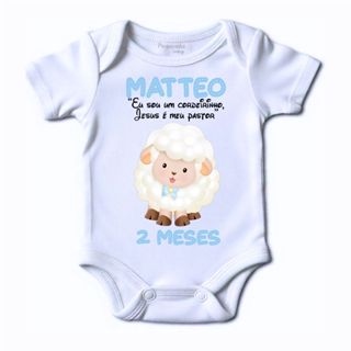 Body Bebê Eu sou um cordeirinho e Jesus é meu pastor personalizado com nome e mes Ovelha em Oferta na Shopee