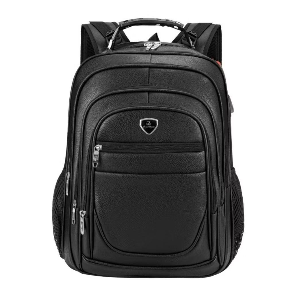 Mochila Couro PU Grande Executiva Para Notebook Trabalho Faculdade Reforçada Cabo De Aço