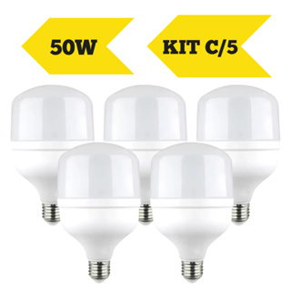 Kit 5 Lâmpadas Bulbo LED 50W Branco Frio 6500K Potente em Oferta na Shopee