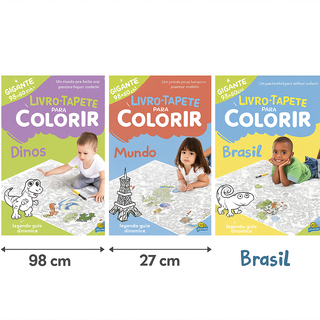Livro-Tapete Gigante para Colorir Infantil | Reutilizável | Diversão Educativa | 3 Temas em Oferta na Shopee