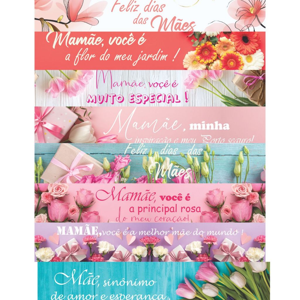 Kit com 16 Faixas Barrado Digital Dia Das Mães e ganhe + 02 faixa de brinde para panos de prato artesanato em geral em Oferta na Shopee