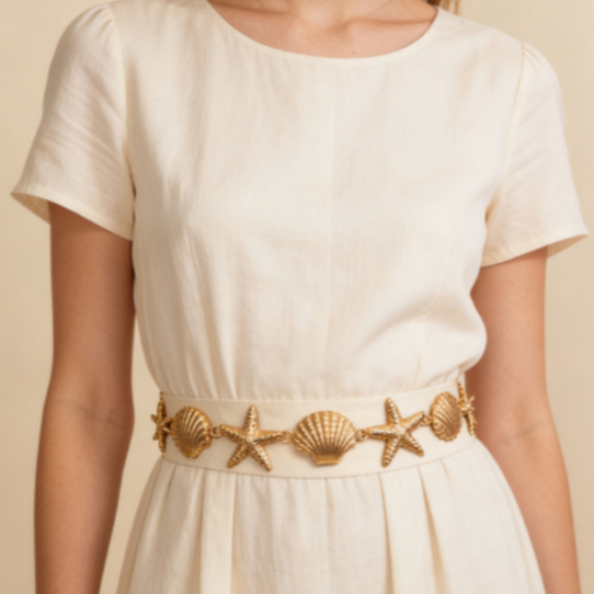 Cinto Corrente de cintura com concha e estrela do mar贝壳+海星腰链 em Oferta na Shopee