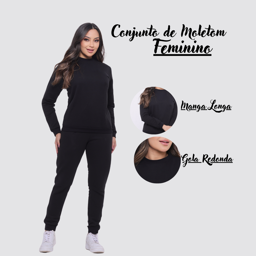 Conjunto Moletom Blusa de Frio Feminina E Calça Moletom Feminina Conjunto Feminino de Frio Volta as Aulas