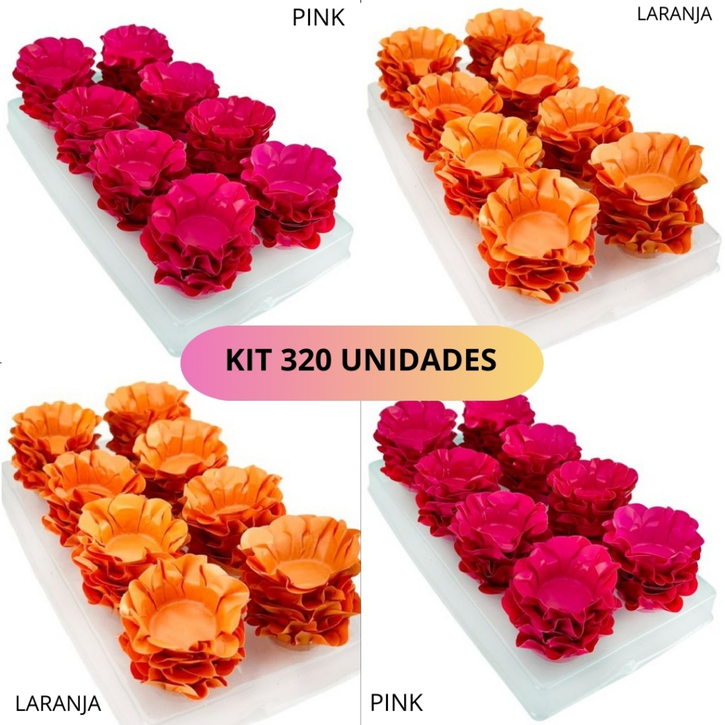 Kit 160 unidades de Forminhas Laranja e Pink para Doces finos Casamento, Aniversário, Festa