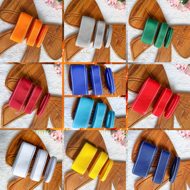 Kits fita pespontadas escolares 2 com 5 ou 10 metros 38 mm 22mm e 10mm ideal para artesanatos e laços em geral. em Oferta na Shopee