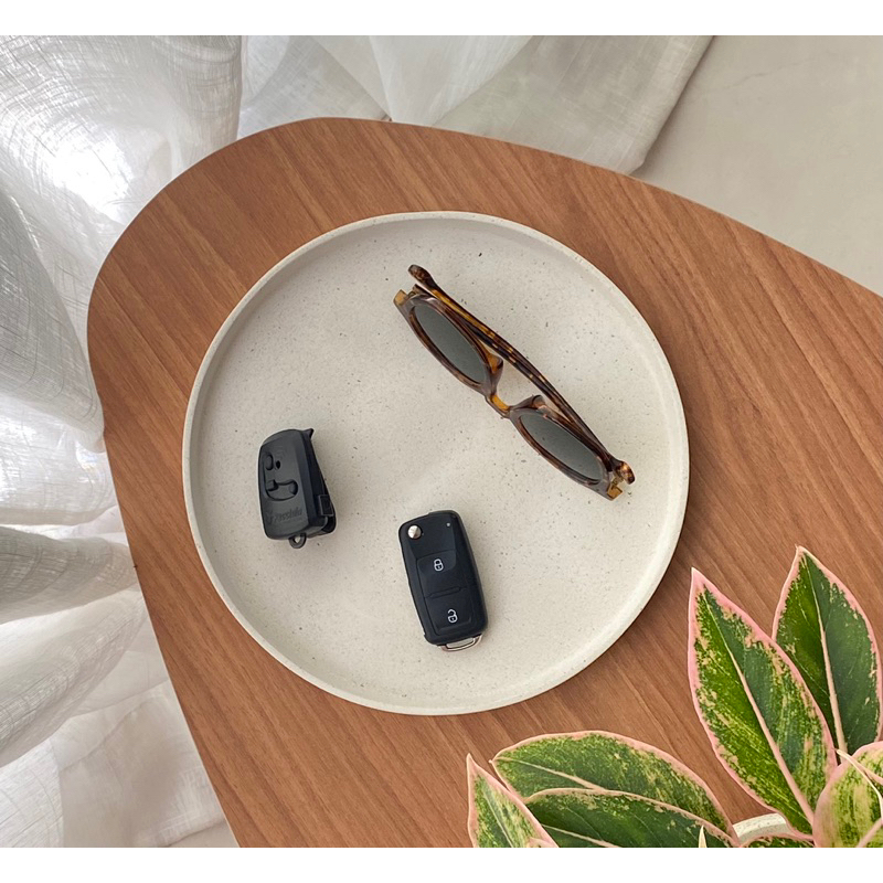 Bandeja Redonda Organizadora Multiuso de Cimento Textura Orgânica