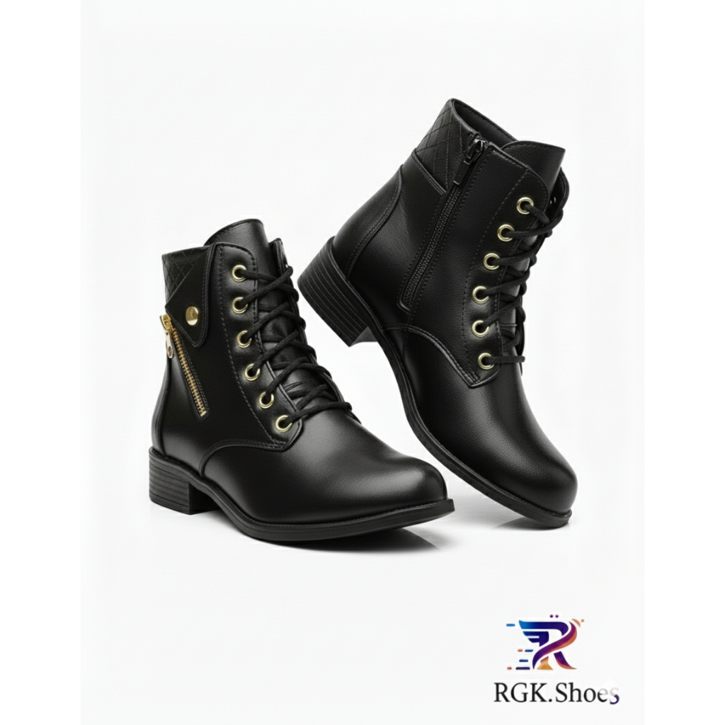 Botinha Feminina Cano Curto RGK Coturno Zíper Lateral Conforto Clássica Sola Macia Moda Inverno Estilosa Lançamento 2025 em Oferta na Shopee