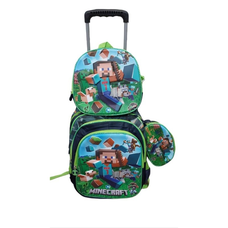 kit mochila escolar rodinhas 3D masculino Minecraft em Oferta na Shopee
