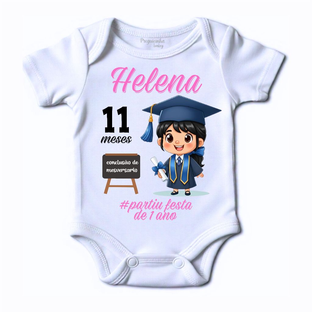 Body bebe Tema Formatura personalizado com nome e mês Formatura em Oferta na Shopee