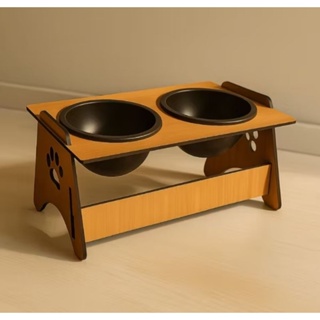 Comedouro Bebedouro em Mdf Elevado Duplo Pet Gato Cachorro Com Tigelas - Pets de Pequeno Porte em Oferta na Shopee