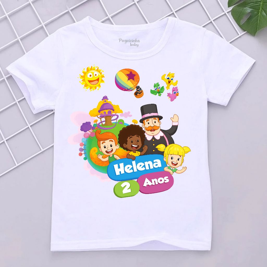 Camiseta Infantil Tema Mundo Bita Personalizado com nome e idade em Oferta na Shopee