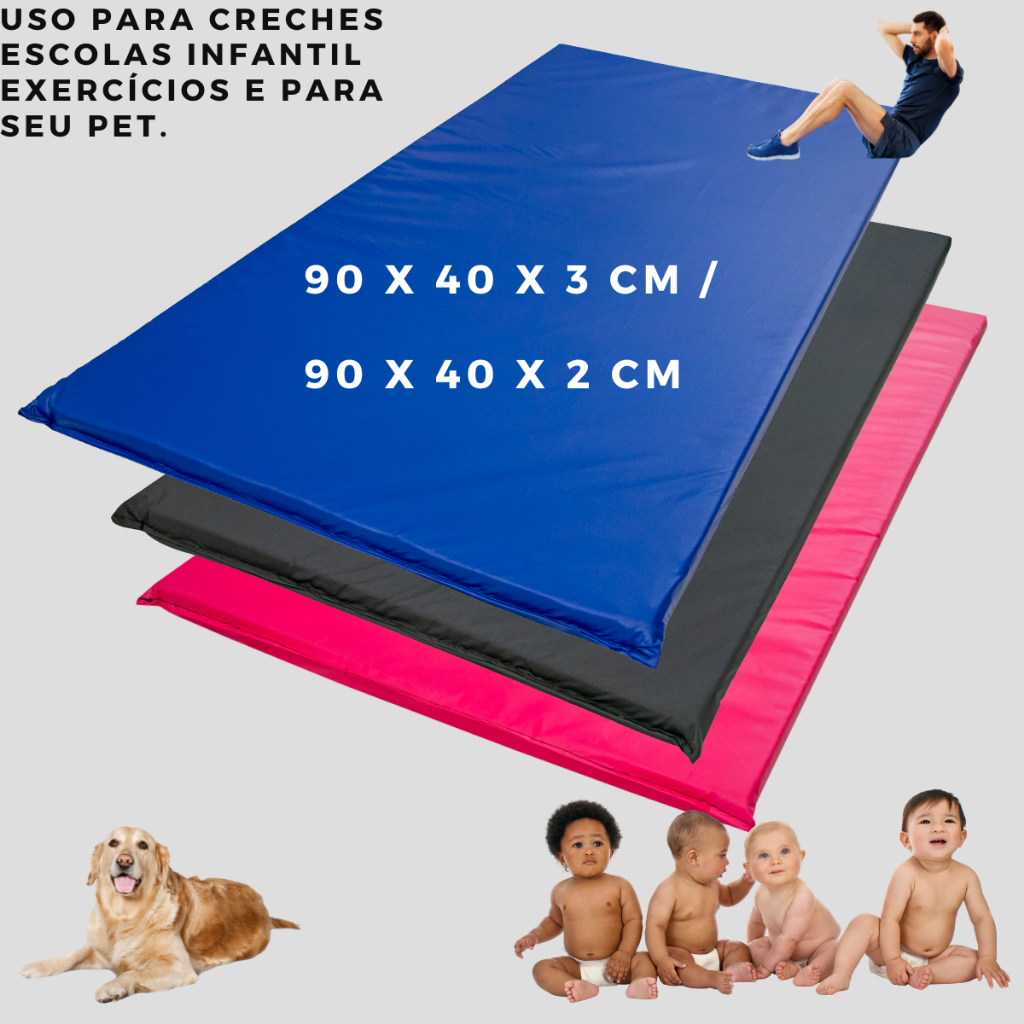 Colchonete Exercícios Impermeável 90x40 (2cm/3cm) | Treino, Alongamento, creches, escolas, Academia em Oferta na Shopee