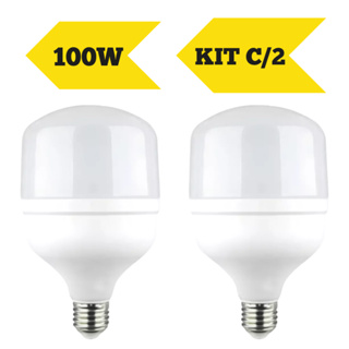 Kit 2 Lâmpadas LED Alta Potência 100W – Branco Frio 6500K – Potente Soquete E27 em Oferta na Shopee