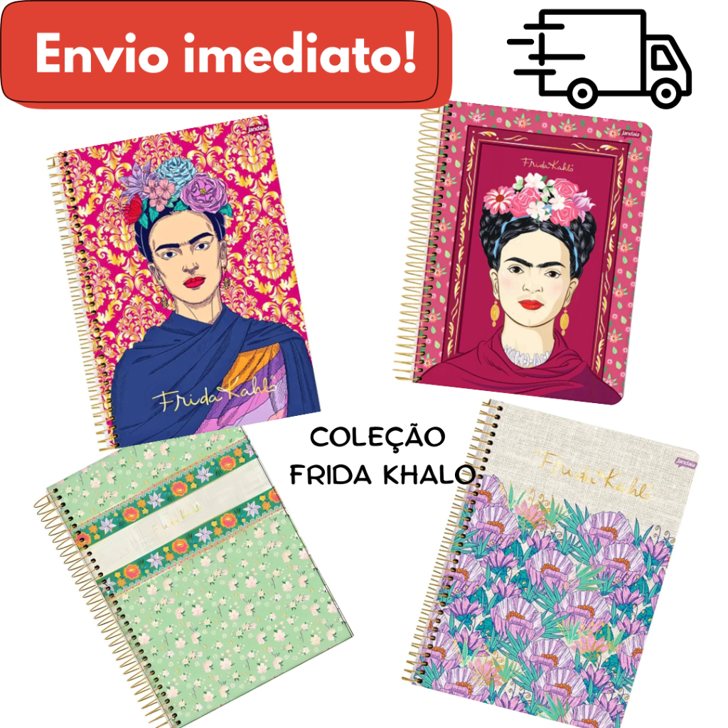 Caderno Colegial 1 OU 10 MatériaS Capa Dura – Coleção Frida Kahlo – Jandaia em Oferta na Shopee