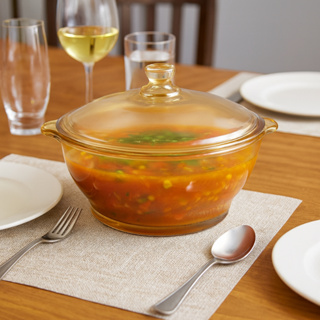 Caçarola De Vidro Tigela De Sopa Com Tampa Saladeira 800ml em Oferta na Shopee