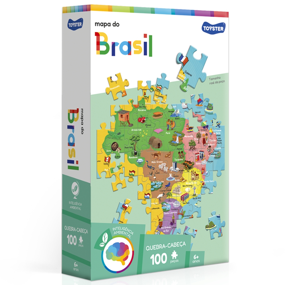 QUEBRA CABEÇA MAPA DO BRASIL 100 PEÇAS TOYSTER JOGO PUZZLE BRINQUEDO INFANTIL EDUCATIVO DIDÁTICO HISTÓRIA E GEOGRAFIA em Oferta na Shopee