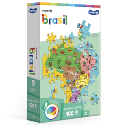 QUEBRA CABEÇA MAPA DO BRASIL 100 PEÇAS TOYSTER JOGO PUZZLE BRINQUEDO INFANTIL EDUCATIVO DIDÁTICO HISTÓRIA E GEOGRAFIA