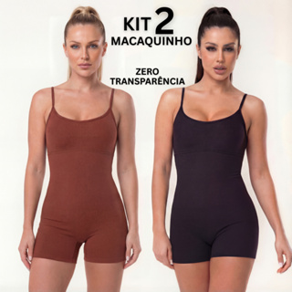 Kit 2 Macaquinho Fitness Alcinha Zero Transparência Feminino Academia Treino em Oferta na Shopee