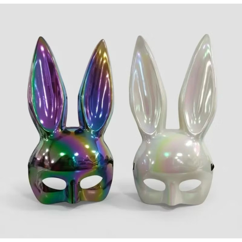 MÁSCARA COELHA LUXO | MATERIAL: PLÁSTICO MONOCROMÁTICO PEROLIZADO | FANTASIA | COELHINHA | ENSAIOS TEMÁTICOS