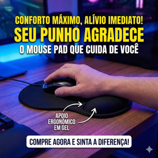 Mouse Pad com Apoio de Punho – Ergonômico, Macio e Antiderrapante
