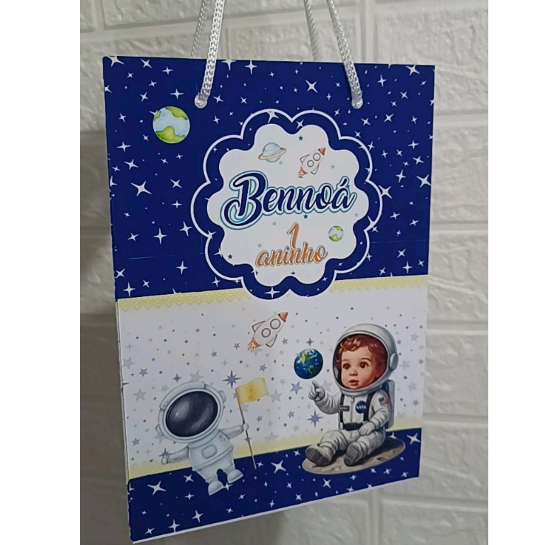 Sacolinha Personalizada ASTRONAUTA festa infantil sacola Astronauta aniversario Astronauta bebe