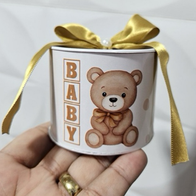 Kit Tubolatas personalizadas 5×6 - Lembrancinha de Chá Revelação/ URSINHO DOURADO