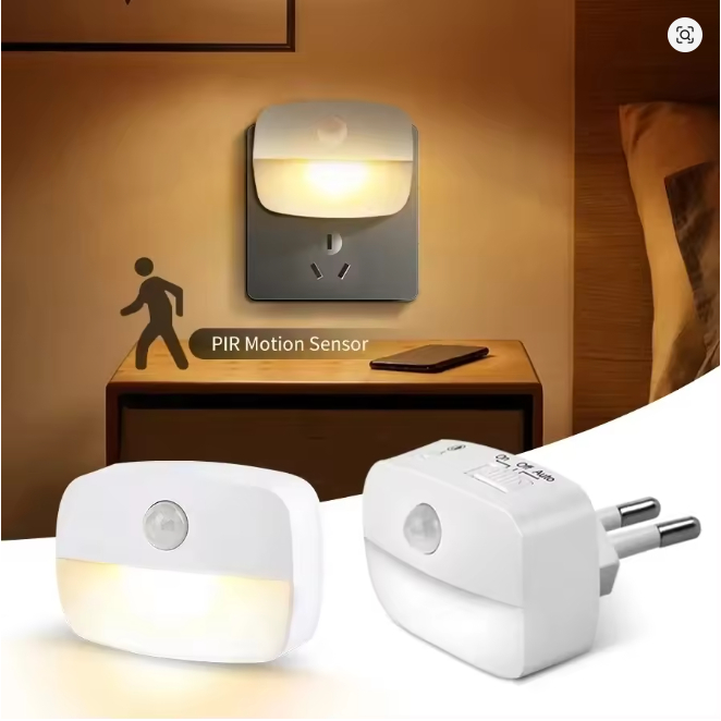 Luminária Com Sensor de Movimento Inteligente Automática de Tomada Bebê Criança Luz Quente Fria