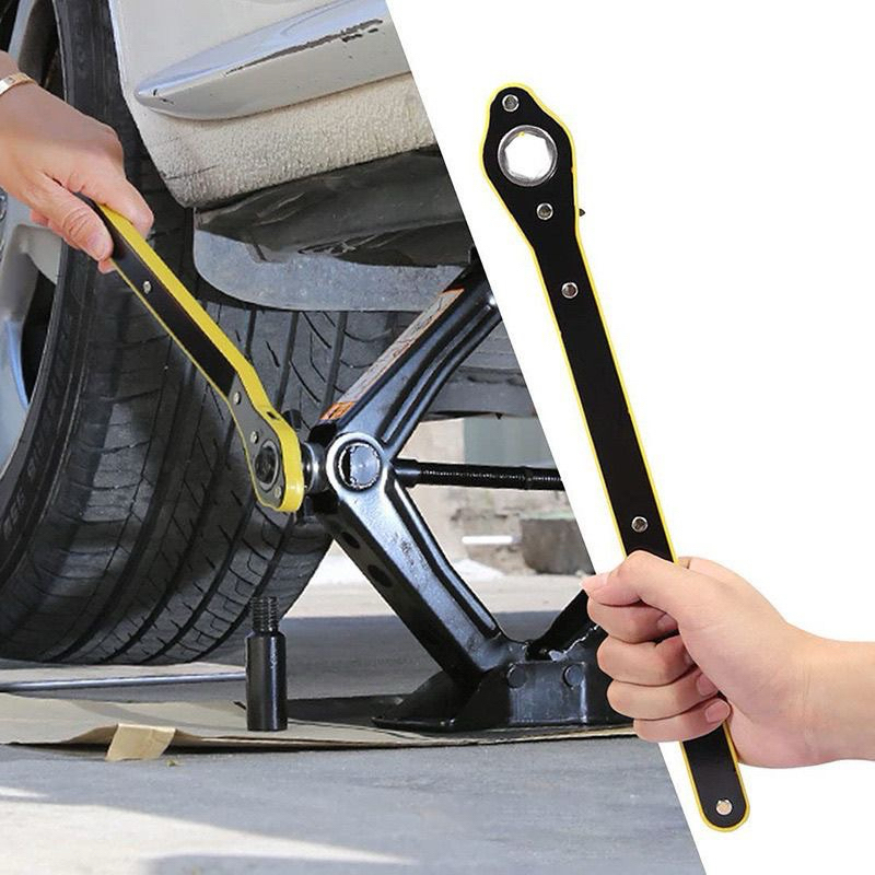 Chave Catraca para Macaco Sanfona de Carro Jack Universal Automotivo Portátil Mecânico + adaptador