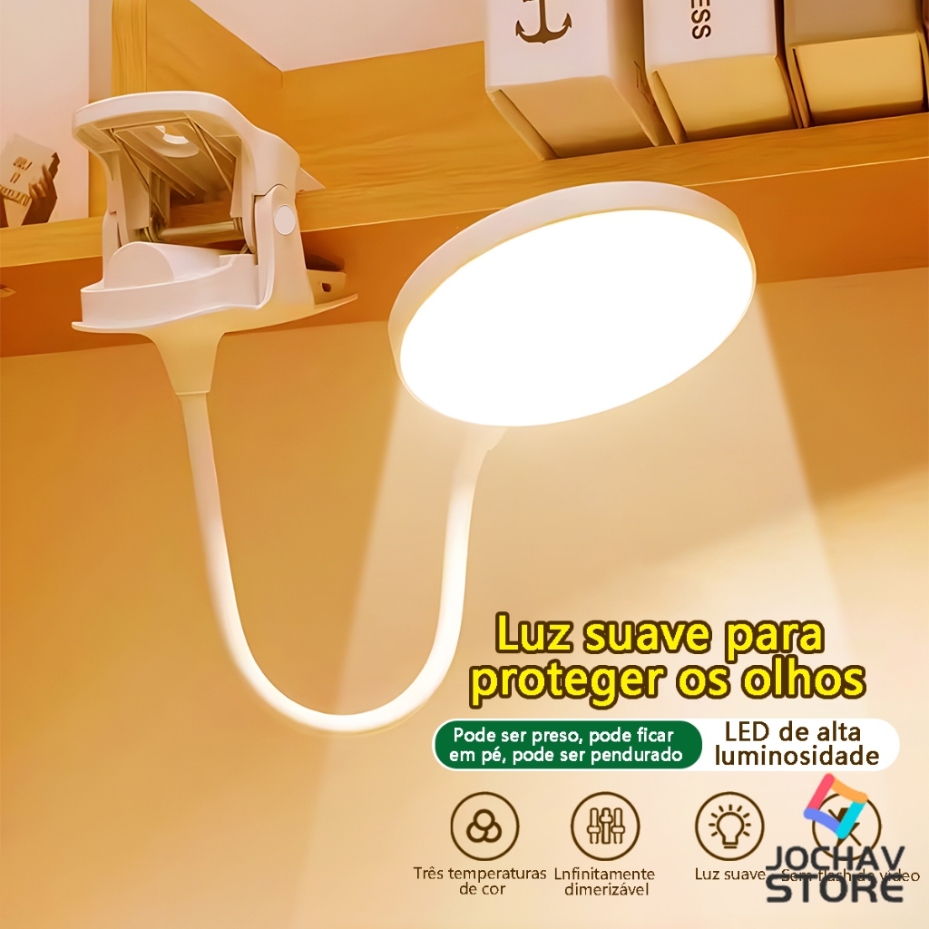 Luminária De Mesa Recarregável Sem Fio Portátil Leitura LED Lâmpada Cabeceira Removível Emergência