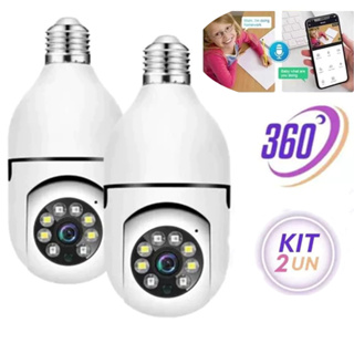 Câmera segurança wi-fi ip sem fio 360 encaixe lampada aplicativo ptz full HD visão noturna em Oferta na Shopee