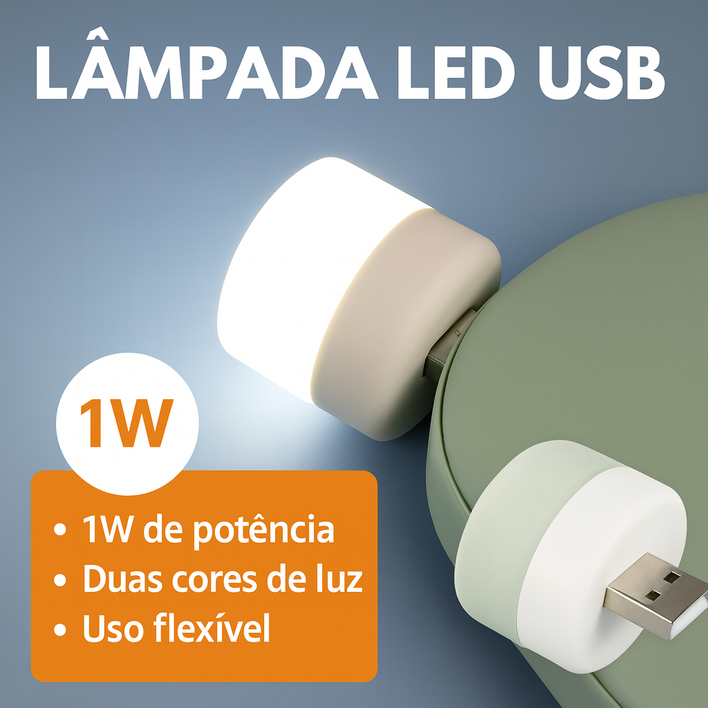 Mini Lâmpada LED USB 1W – Luz Branca ou Quente – Portátil para Notebook, Power Bank e Tomada USB em Oferta na Shopee