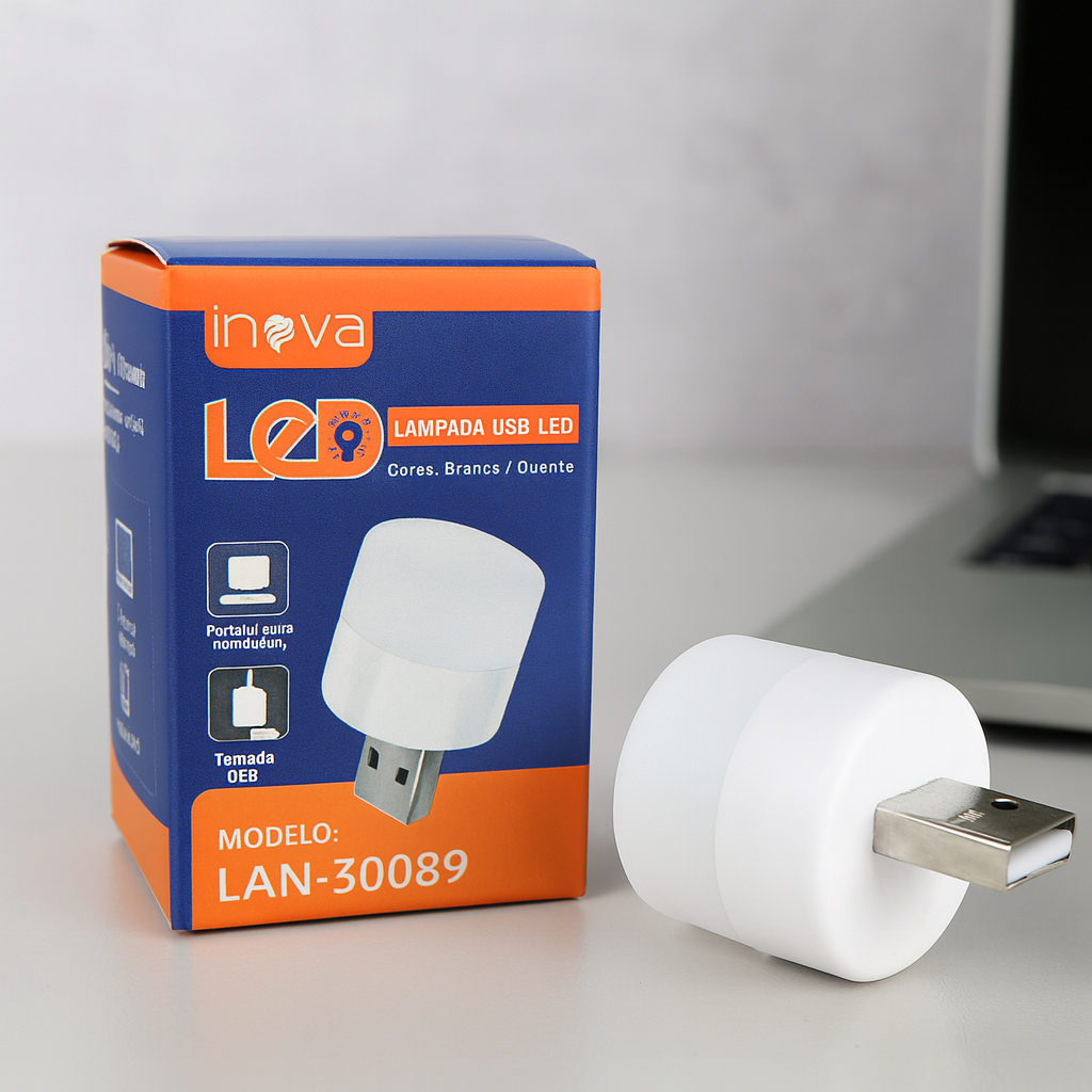 Mini Lâmpada LED USB 1W – Luz Branca ou Quente – Portátil para Notebook, Power Bank e Tomada USB